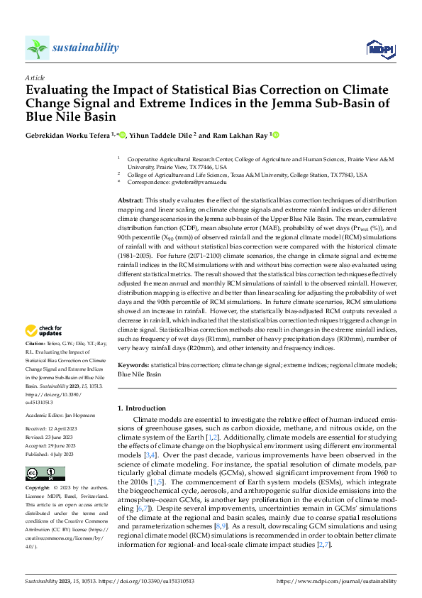 (PDF) Evaluating the Impact of Statistical Bias Correction on Climate ...