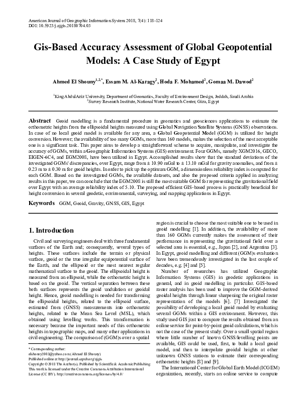 (PDF) Gis-Based Accuracy Assessment of Global Geopotential Models: A ...