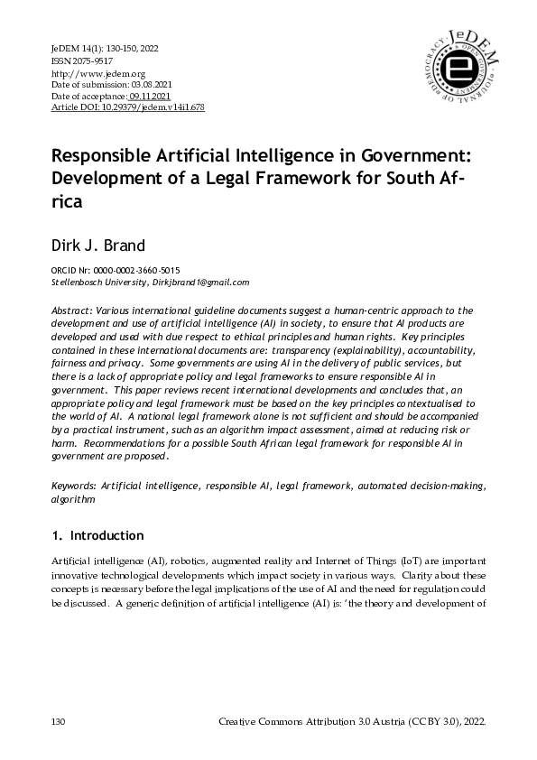 (PDF) Responsible Artificial Intelligence in Government: Development of ...