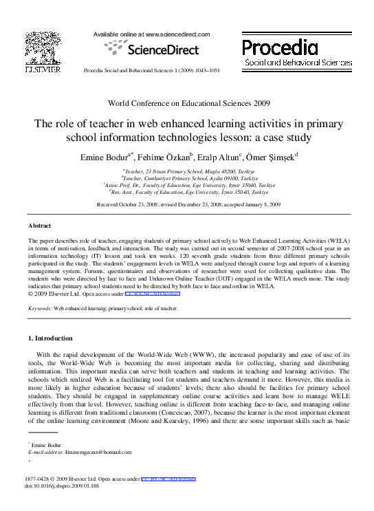 (PDF) The role of teacher in web enhanced learning activities in ...