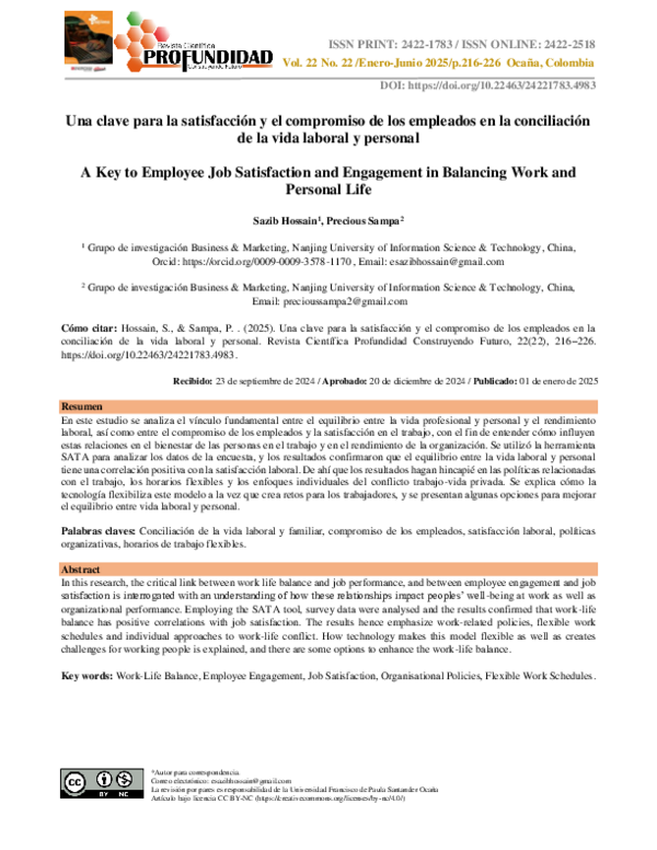 (PDF) A Key to Employee Job Satisfaction and Engagement in Balancing ...