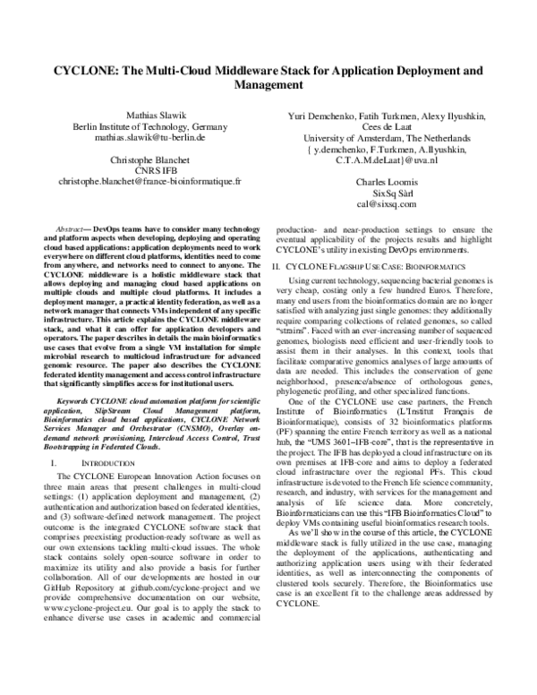 (PDF) CYCLONE: The Multi-cloud Middleware Stack for Application ...