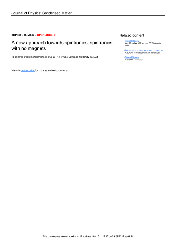 (PDF) A new approach towards spintronics-spintronics with no magnets