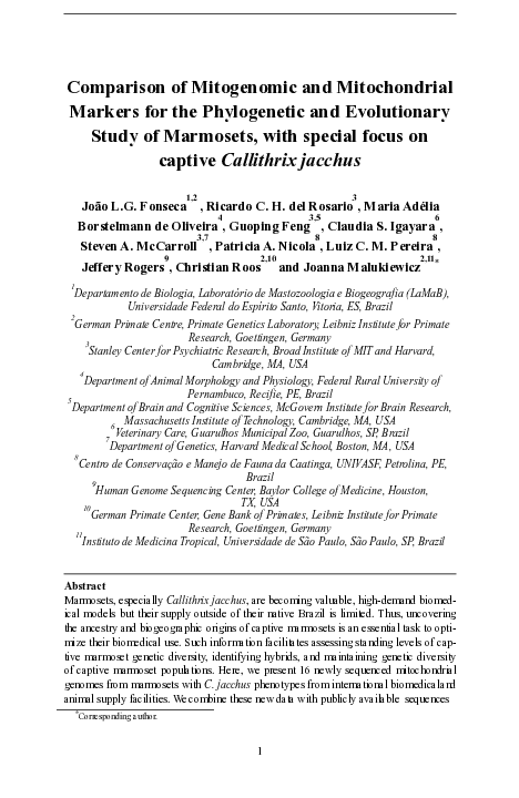 (PDF) Comparison of Mitogenomic and Mitochondrial Markers for the ...