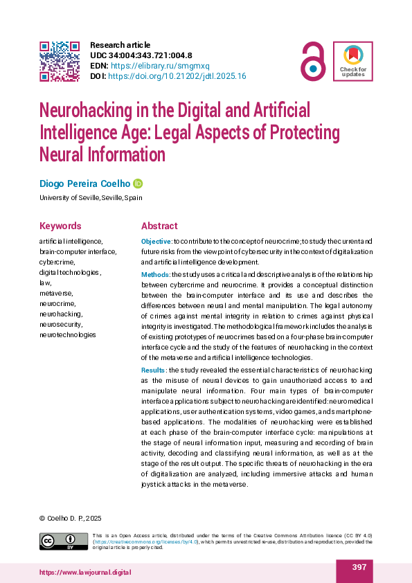 (PDF) Neurohacking in the Digital and Artificial Intelligence Age ...