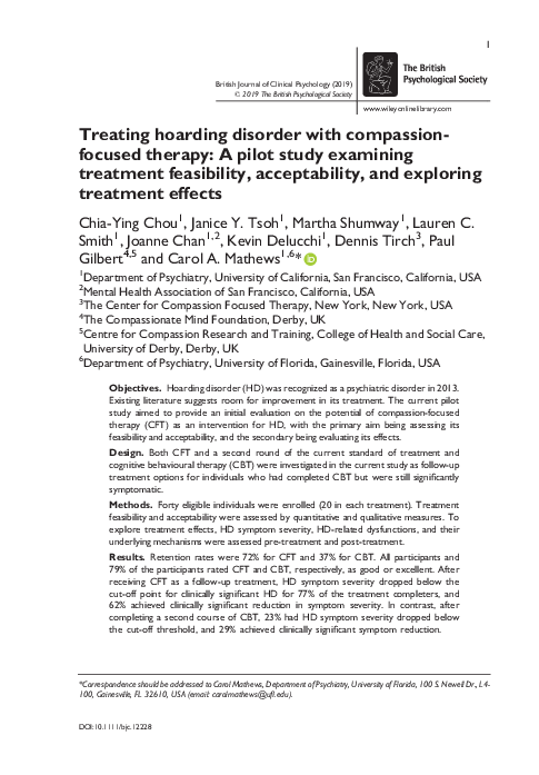 (PDF) Treating hoarding disorder with compassion‐focused therapy: A ...