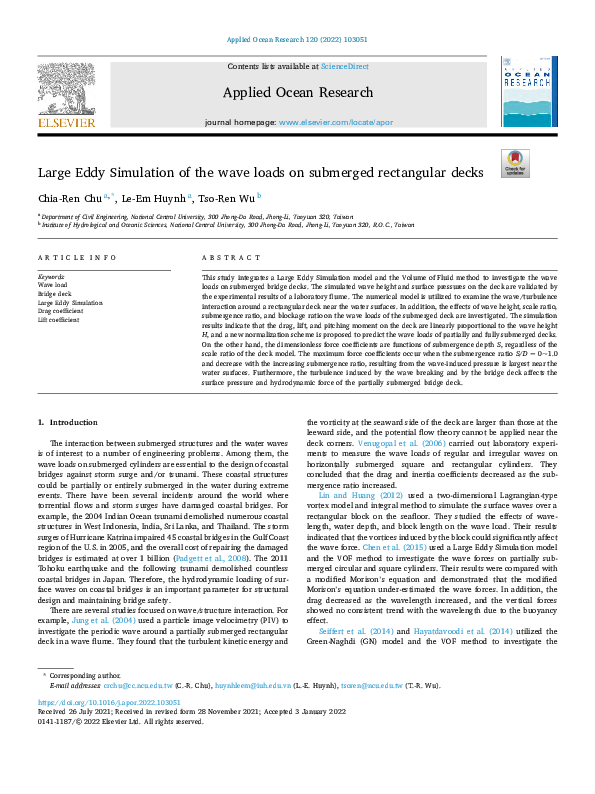 (PDF) Large Eddy Simulation of the wave loads on submerged rectangular ...
