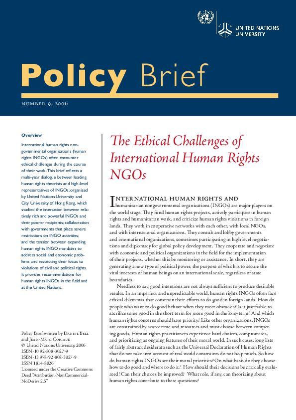(PDF) The Ethical Challenges of International Human Rights NGOs