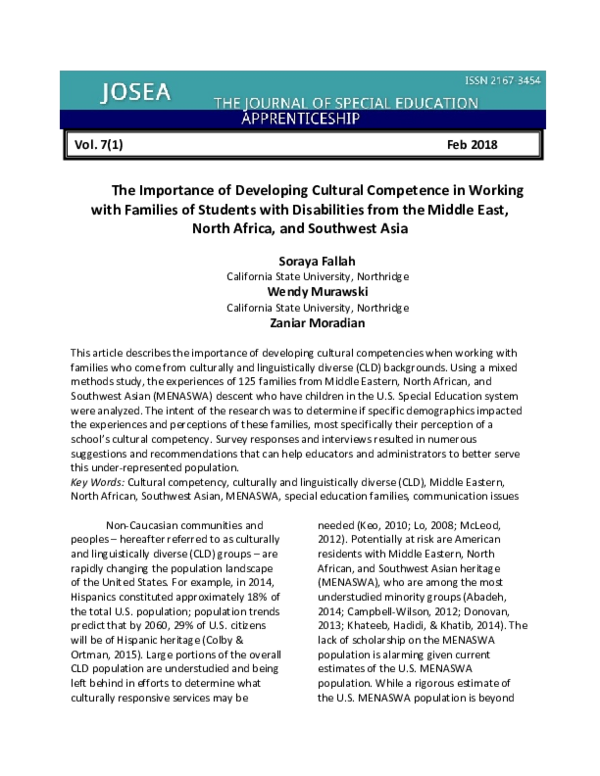 (PDF) The Importance of Developing Cultural Competence in Working with ...
