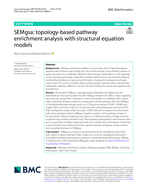 (PDF) SEMgsa: topology-based pathway enrichment analysis with ...