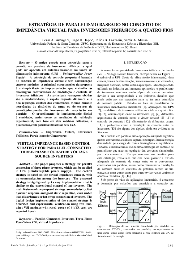 (PDF) Virtual Impedance Based Control Strategy For Parallel Connected ...