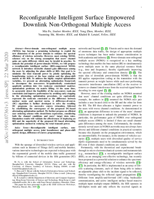 (PDF) Reconfigurable Intelligent Surface Empowered Downlink Non ...