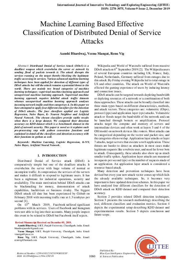 (PDF) Machine Learning Based Effective Classification of Distributed ...