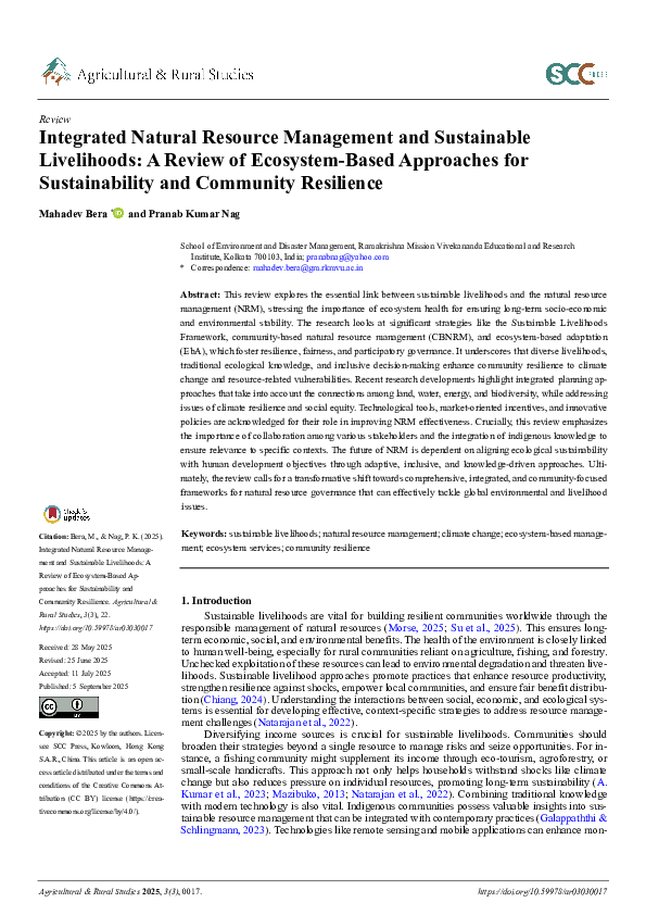 (PDF) Integrated Natural Resource Management and Sustainable ...