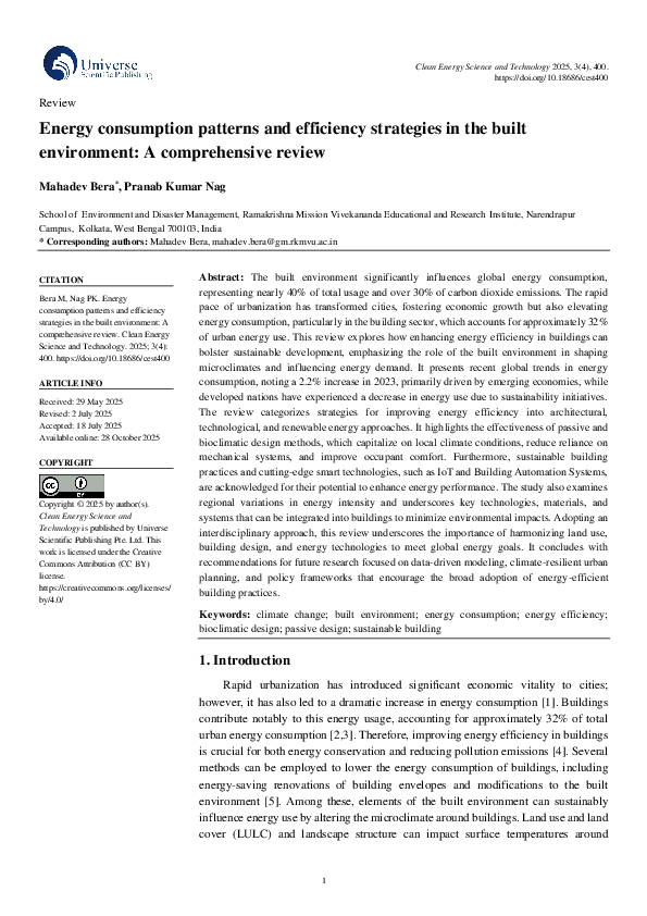 (PDF) Energy consumption patterns and efficiency strategies in the ...