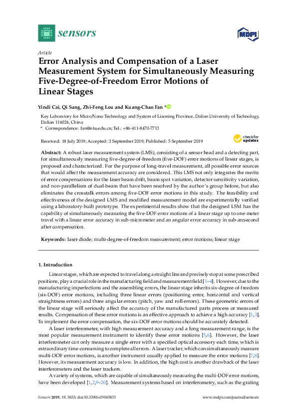 (PDF) Error Analysis and Compensation of a Laser Measurement System for ...