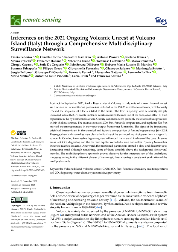 (PDF) Inferences on the 2021 Ongoing Volcanic Unrest at Vulcano Island ...