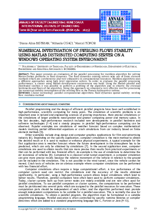 (PDF) Numerical Investigation of Swirling Flows Stability Using Matlab ...