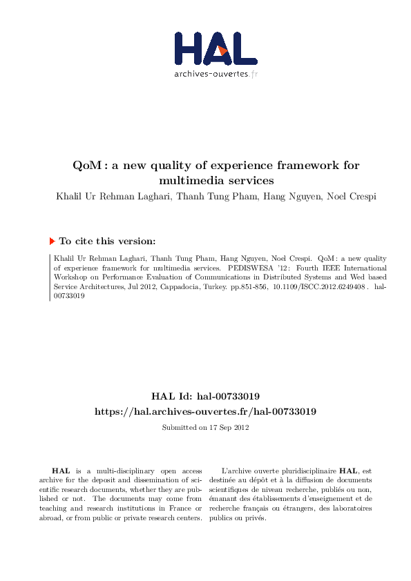(PDF) QoM: A new quality of experience framework for multimedia services