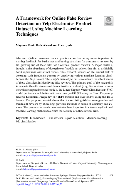 (PDF) A Framework for Online Fake Review Detection on Yelp Electronics ...