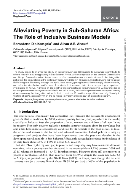 (PDF) Alleviating Poverty in Sub-Saharan Africa: The Role of Inclusive ...