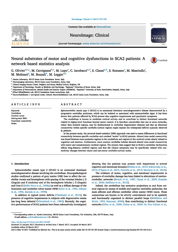 (PDF) Neural substrates of motor and cognitive dysfunctions in SCA2 ...