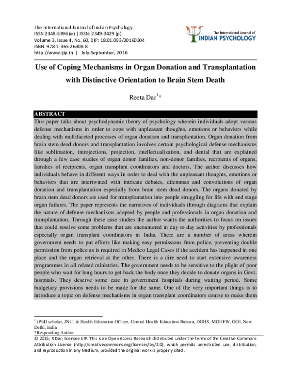 (PDF) Use of Coping Mechanisms in Organ Donation and Transplantation ...
