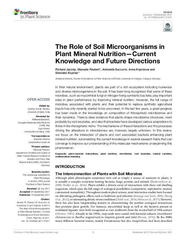 (PDF) The Role of Soil Microorganisms in Plant Mineral Nutrition ...