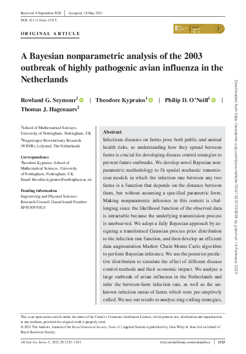 (PDF) A Bayesian Nonparametric Analysis of the 2003 Outbreak of Highly ...