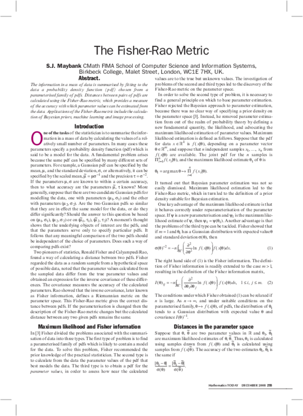 (PDF) The Fisher-Rao metric