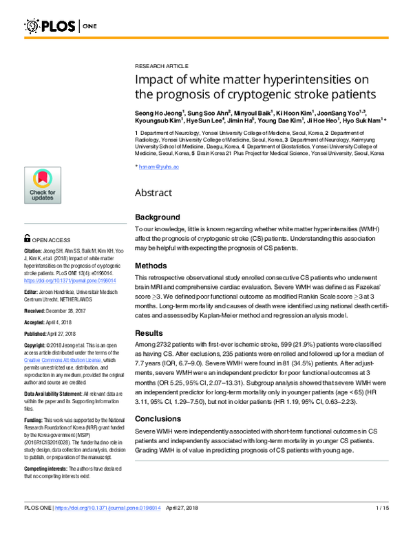 (PDF) Impact of White Matter Hyperintensities on progression in ...