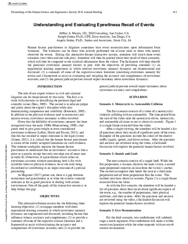 (PDF) Understanding and Evaluating Eyewitness Recall of Events