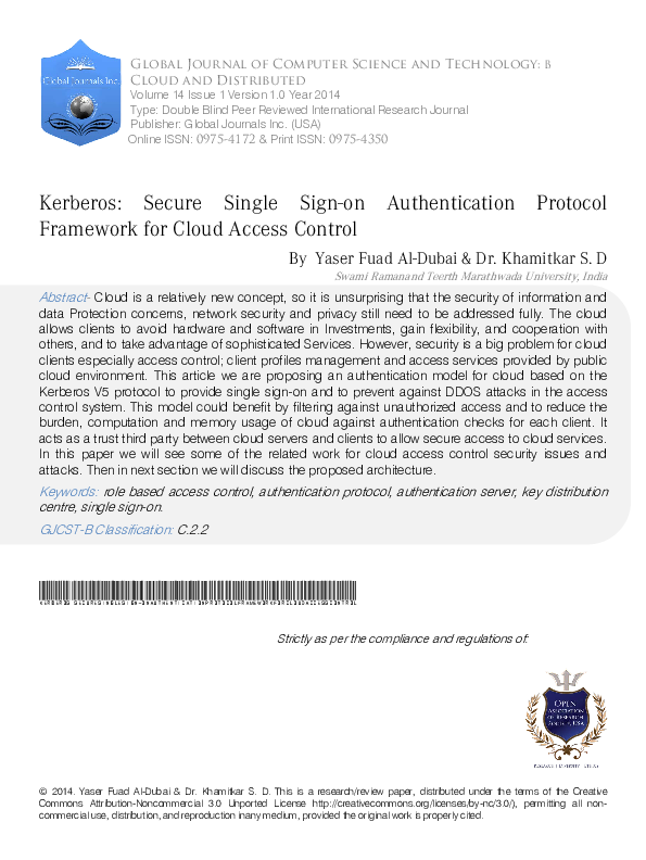 (PDF) Kerberos: Secure Single Sign-On Authentication Protocol Framework ...