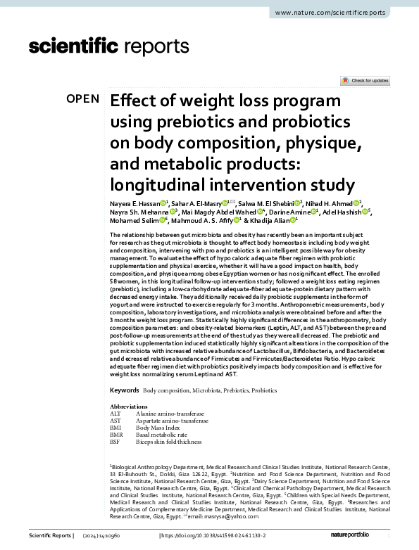 (PDF) Effect of weight loss program using prebiotics and probiotics on ...