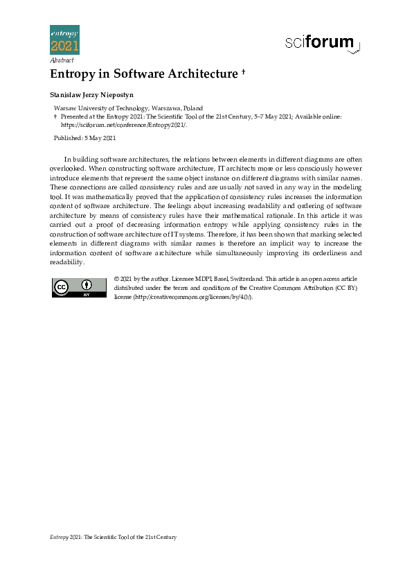 (PDF) Entropy in Software Architecture