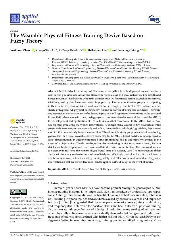 (PDF) The Wearable Physical Fitness Training Device Based on Fuzzy Theory
