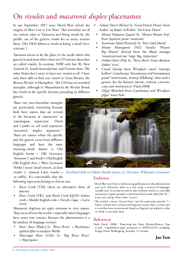 (PDF) On rivulets and macaronic duplex placenames