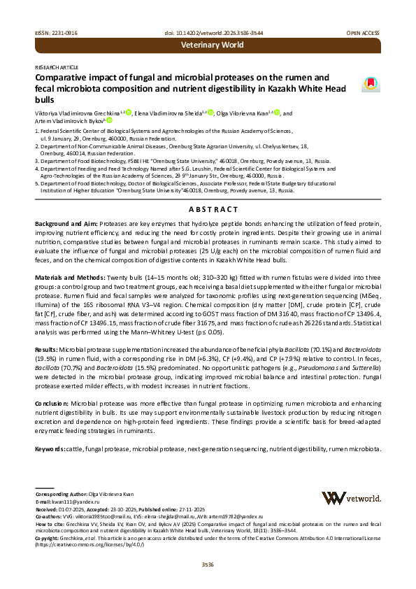 (PDF) Comparative impact of fungal and microbial proteases on the rumen ...