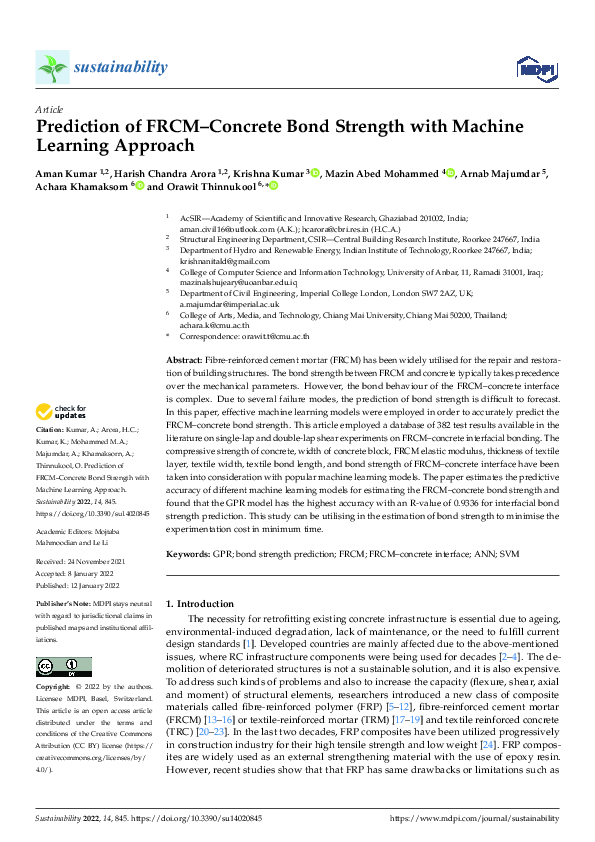 (PDF) Prediction of FRCM–Concrete Bond Strength with Machine Learning ...