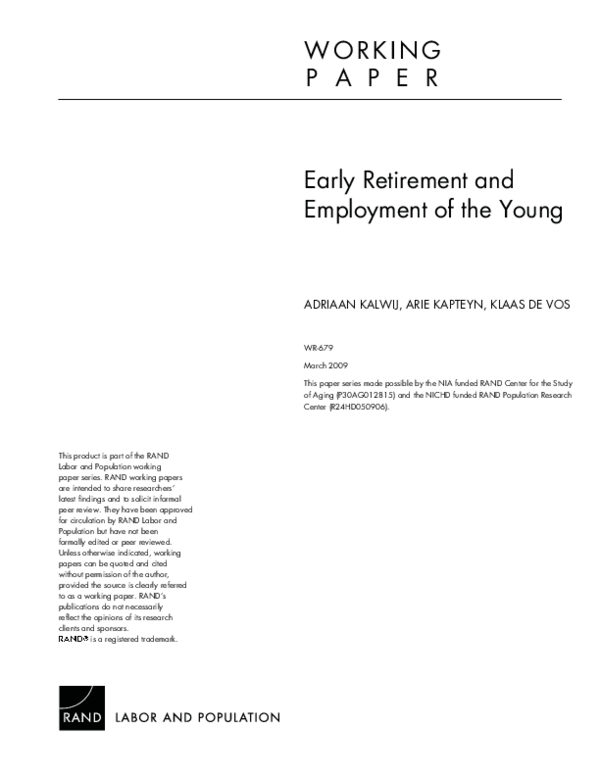 (PDF) Early Retirement and Employment of the Young