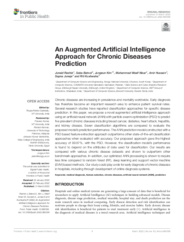 (PDF) An Augmented Artificial Intelligence Approach for Chronic ...