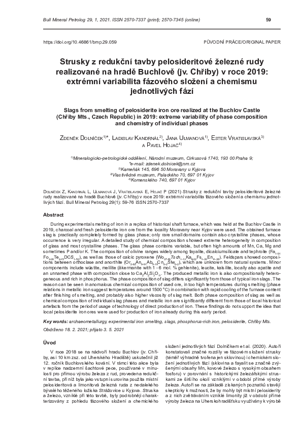 (PDF) Strusky z redukční tavby pelosideritové železné rudy realizované ...