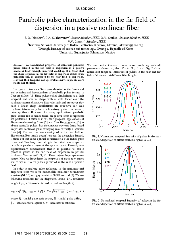 (PDF) Parabolic pulse characterization in the far field of dispersion ...