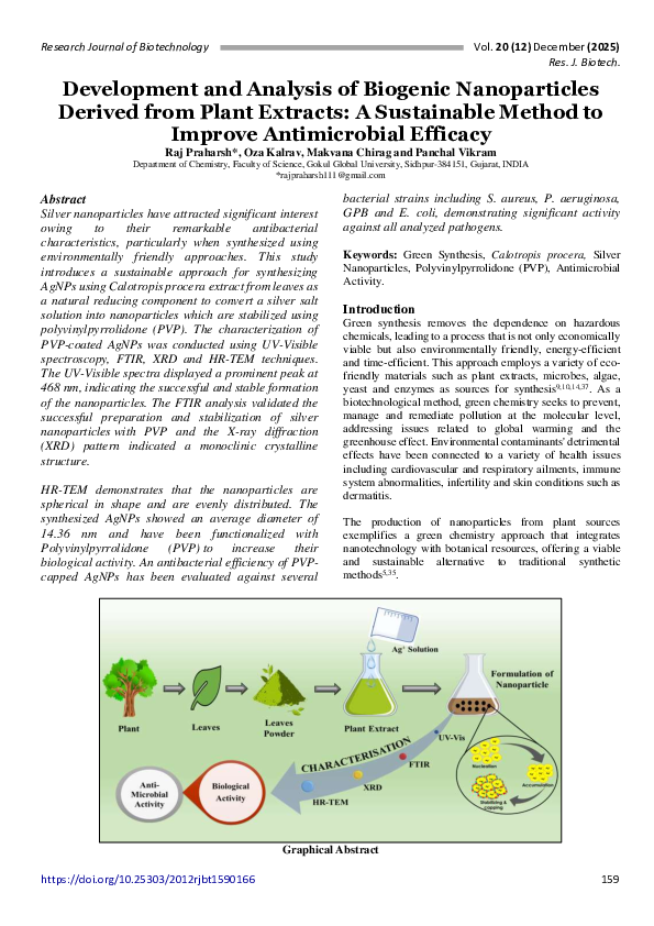 (PDF) Development and Analysis of Biogenic Nanoparticles Derived from ...