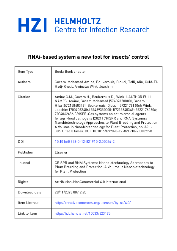 (PDF) RNAi-based system a new tool for insects’ control