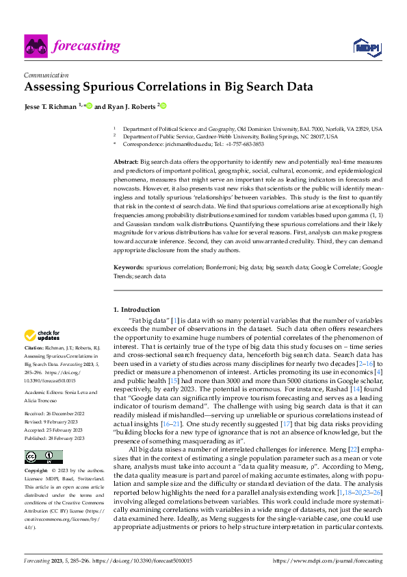 (PDF) Assessing Spurious Correlations in Big Search Data