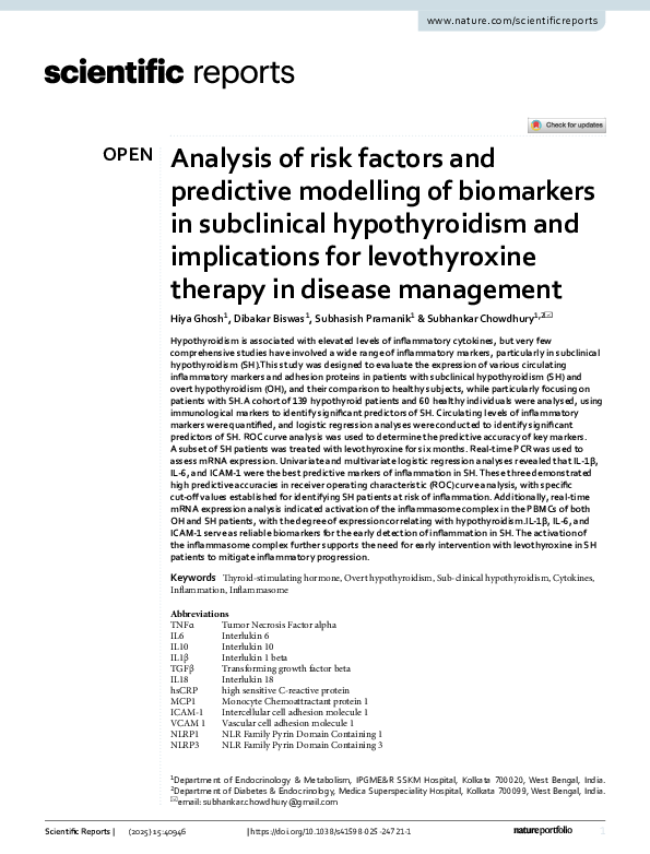 (PDF) Analysis of risk factors and predictive modelling of biomarkers ...