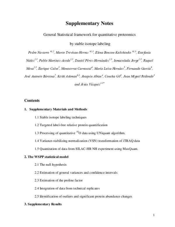 (PDF) General Statistical Framework for Quantitative Proteomics by ...
