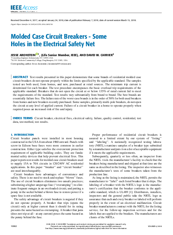 (PDF) Molded Case Circuit Breakers - Some Holes in the Electrical ...
