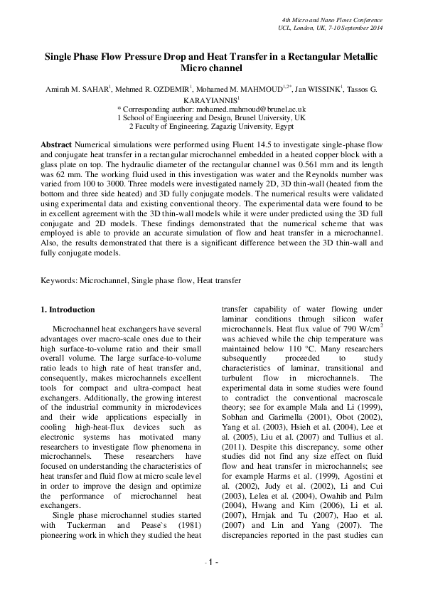 (PDF) Single and two-phase flow pressure drop and heat transfer in a ...